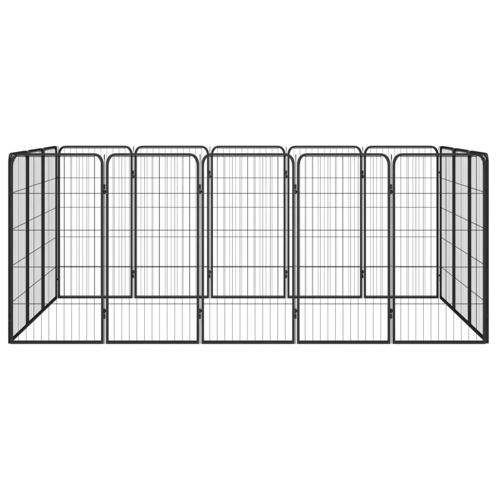 Recinto per cani 16 pannelli 50 x 100 cm acciaio verniciato a polvere nero 02_0043612