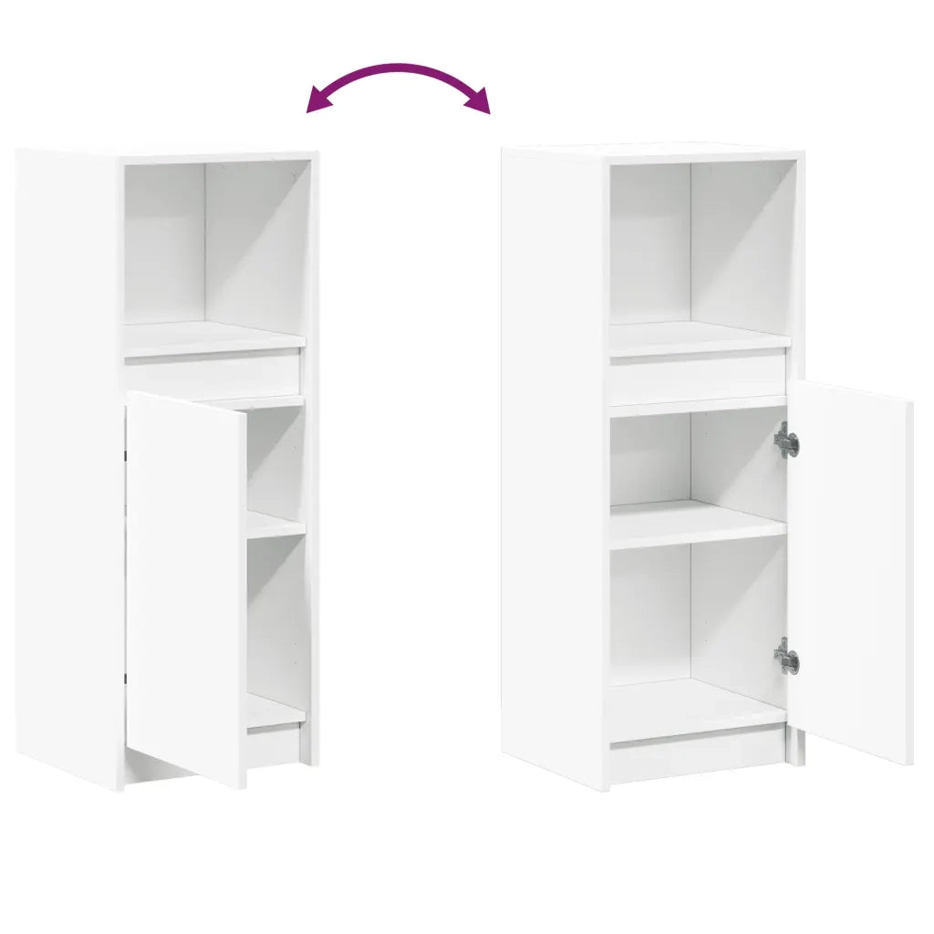 Credenza | Madia | Buffet da pranzo | Armadio da pranzo con LED Bianca 38x34x100 cm in Legno Multistrato