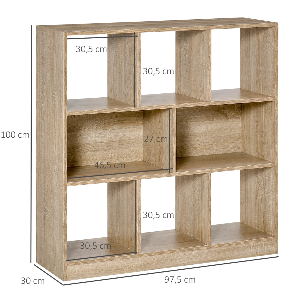 Libreria Scaffale 8 Ripiani ¨C zephmum ¨C Quercia 97.5x30x100 cm