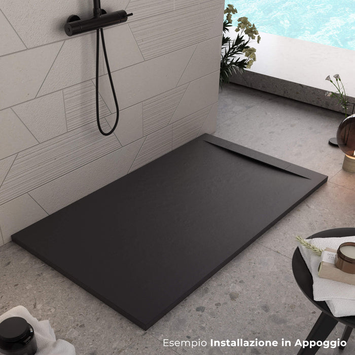 Piatto Doccia in Pietra 90x100 cm Bonussi Ardesia Calcutta Nero