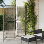 Divisorio per Ambienti | Divider per stanze | Paravento a 5 Pannelli Grigio in Polyrattan