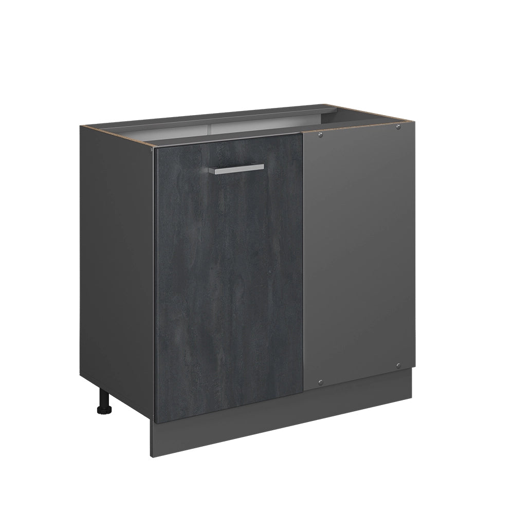 Mobile ad angolo cucina R-Line Calce nera/Antracite 86 cm senza piano di lavoro Vicco