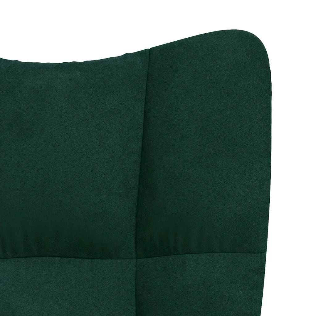 Divano Sedia-Poltrona Relax con Poggiapiedi Verde Scuro in Velluto 720350