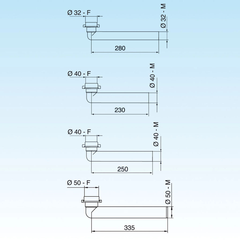 PROLUNGA JOLLY CURVA DIAM. 40 x 230 - 1 1/2- Diam. 40 x 230- LIRA