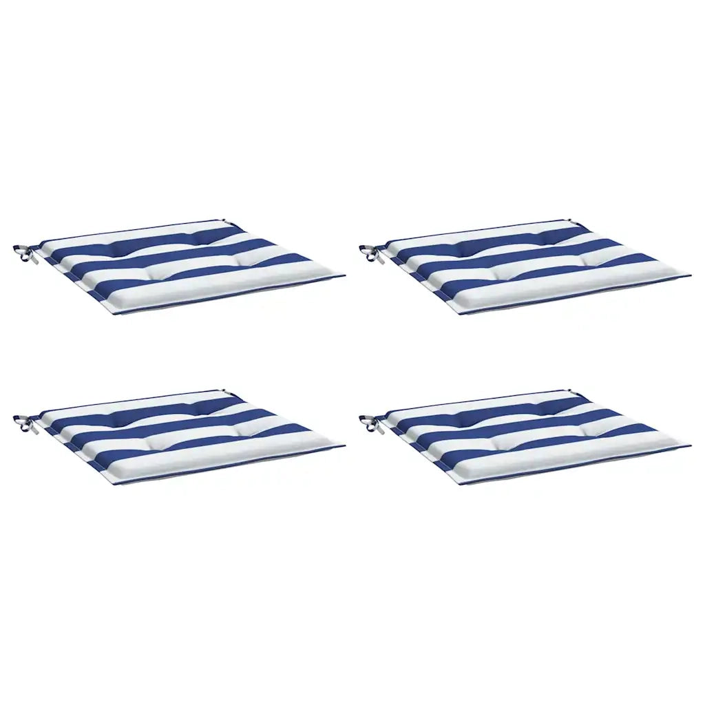 Cuscini per Sedia 2pz Strisce Bianche e Blu 50x50x4 cm Tessuto 361078