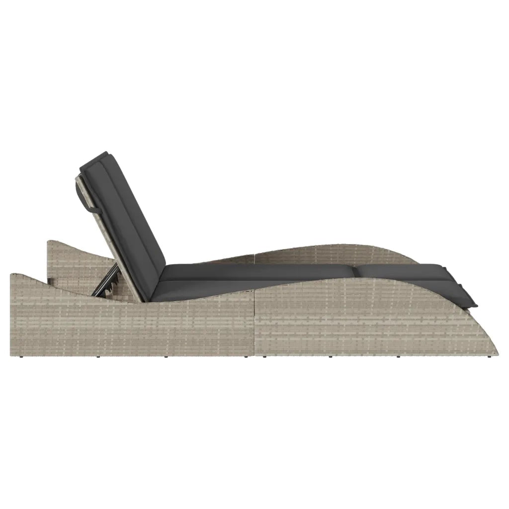 Sdraio da giardino | Lettino con Cuscini Grigio Chiaro 114x205x73 cm in Polyrattan