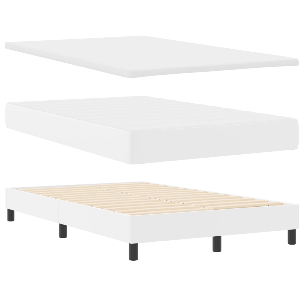 Letto con Rete a Molla e Materasso Bianco 120x200 cm in Ecopelle