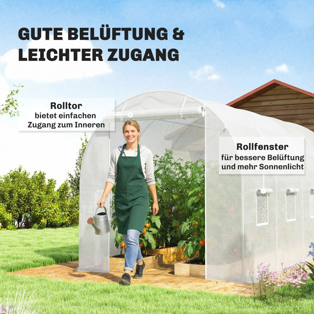 Serra da giardino ¨C zephmum ¨C Bianco 4x2m con porta e 8 finestre