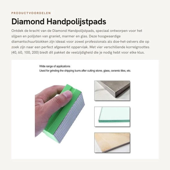 Set di spugne per la mano 4 pezzi - Blocchi di abrasivo con diamante - Sbiancatura/Spolveratura - Pietra/Tegoli/Vetro - Materiale abrasivo - Alta resistenza al taglio - Dischi di abrasione