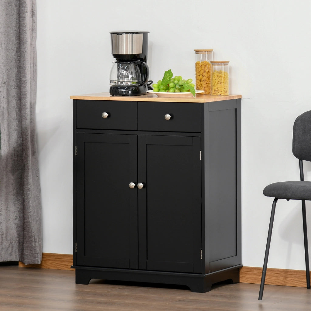 Credenza soggiorno con ante, 2 cassetti e ripiani regolabili ¨C zephmum ¨C 68x40,3x85 cm nero e legno naturale