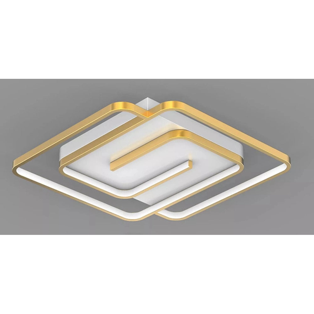 Trade Shop - Plafoniera Led 48w Quadrata Spirale Vortice Oro Lampadario Soffitto Luce 4000k 70654 -