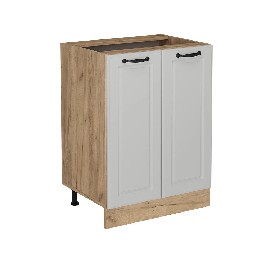 Mobiletto base cucina R-Line Bianco rustico/Rovere dorato 60 cm senza piano di lavoro Vicco