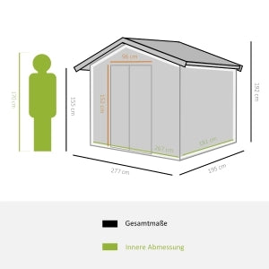 CASA DA GIARDINO 277x195x192 cm Acciaio Grigio antracite con 2 porte scorrevoli