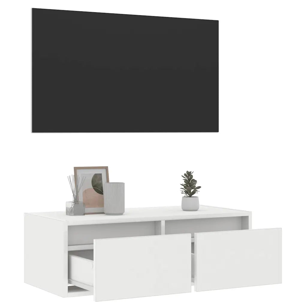 vidaXL Mobile Porta TV con Luci LED 75x35,5x25 cm Bianco