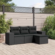 Salotto da Giardino-Set Divani da Giardino 4 pz con Cuscini Nero in Polyrattan 238943