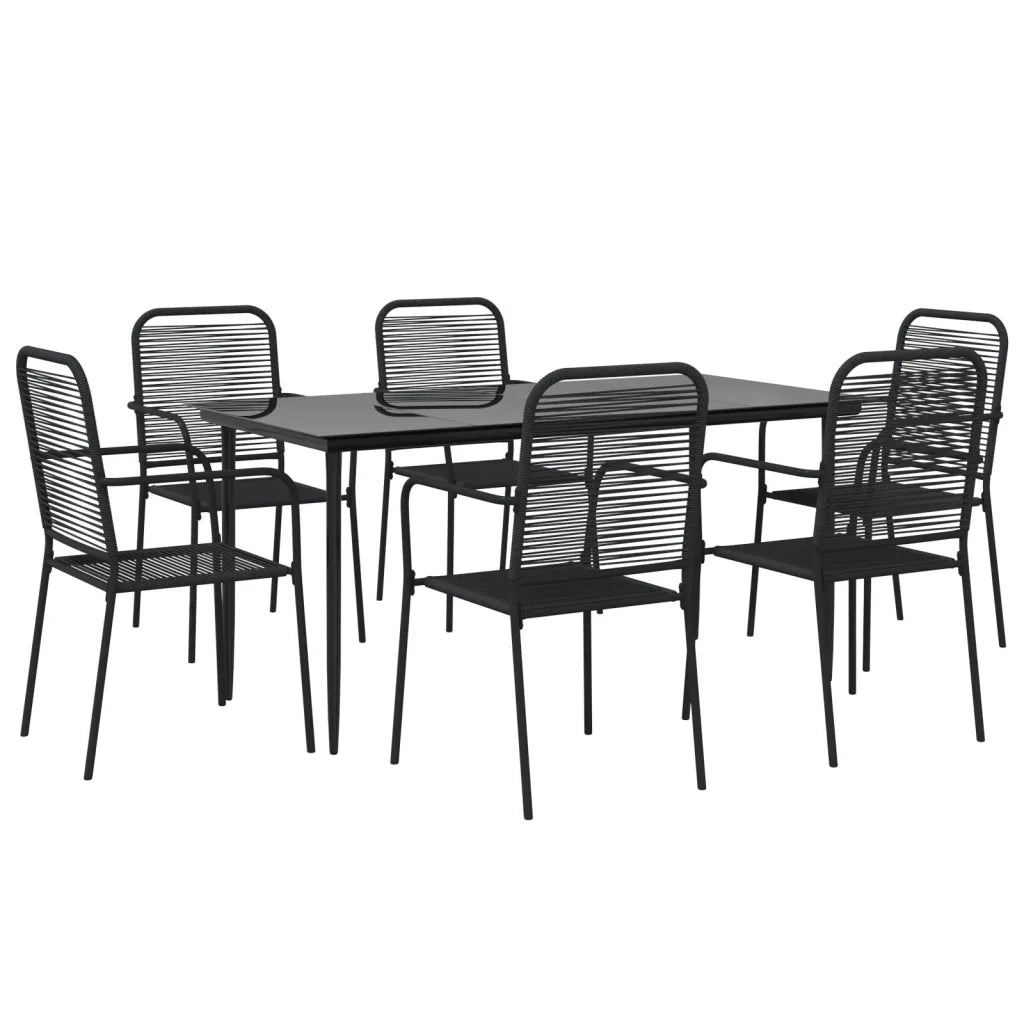 Set da Pranzo da Giardino 7 pz Nero Corda di Cotone e Acciaio cod mxl 35460