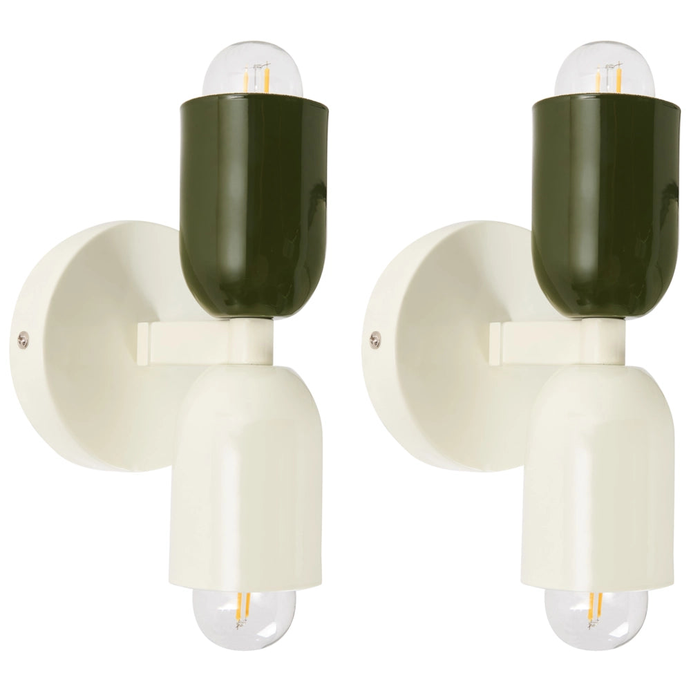 Set di 2 lampade da parete a due luci Up-Down Scones bianco sporco