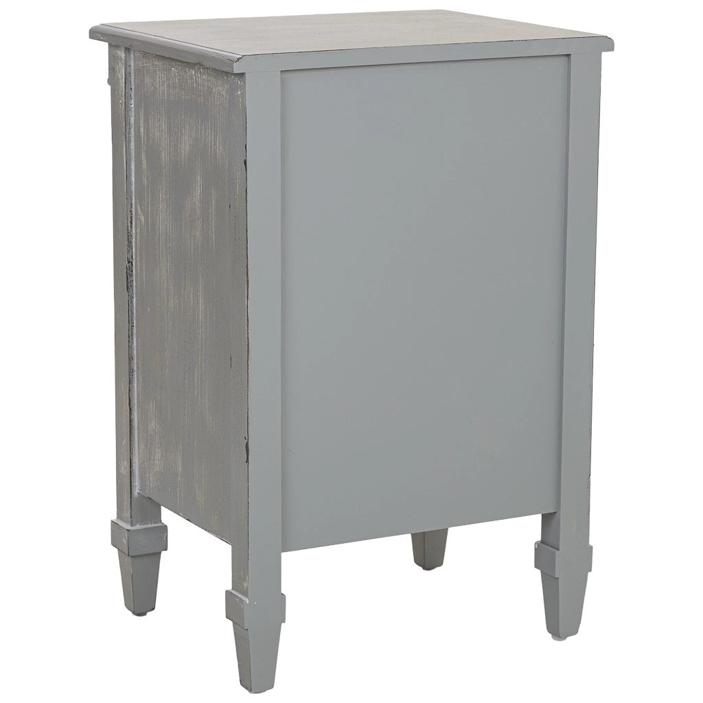 Tavolino in legno laccato blu con griglia  46x36x68h cm