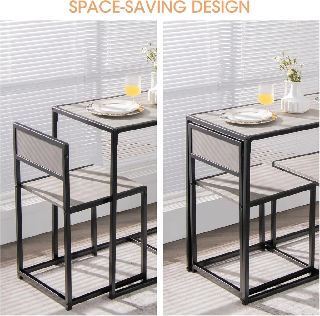 Set di Tavolo da Bar da 3 Pezzi, Set 3 Pezzi con 2 Sedie e Tavolo, Piccolo Tavolo da Cucina per 2 Persone, Tavolo da Bistrò, 3 Colori