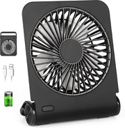 Ventilatore portatile a USB 4 velocità - Piccolo ventilatore da tavolo 2500 mAh - Silenzioso e 220 gradi regolabile - Per casa ufficio biblioteca viaggio - Nero Ventilatore automatico