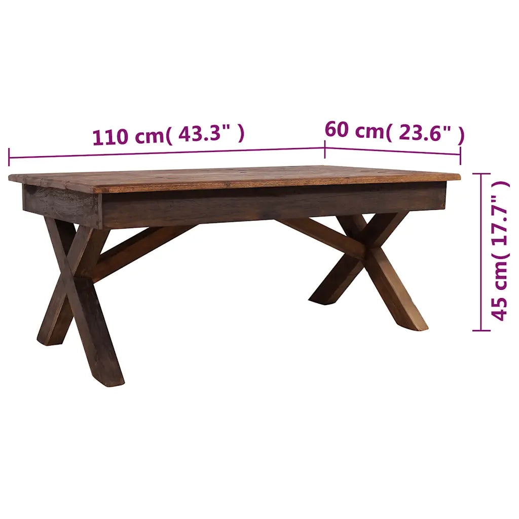 Tavolino in Legno Massello di Recupero Misto 110x60x45 cm 244492
