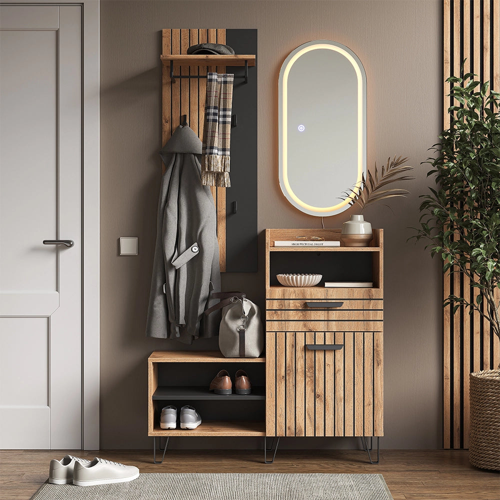 Vicco Armadio da ingresso Quercia Wotan 100 x 100 cm 3 parti