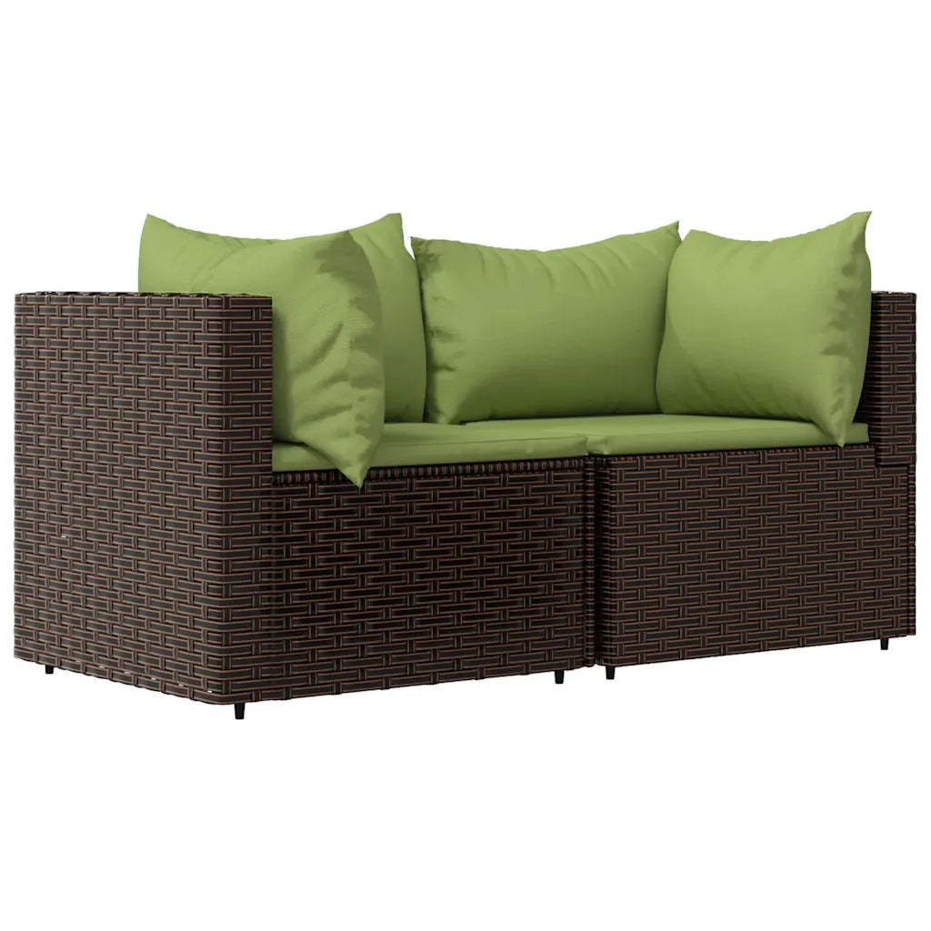 Set Mobili da Giardino 3 pz con Cuscini in Polyrattan Marrone CFW9585592