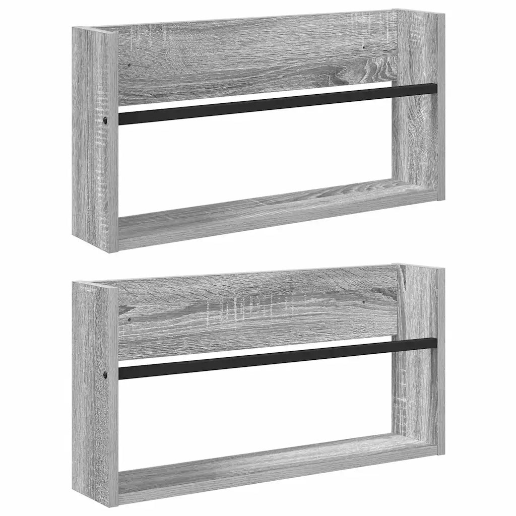 Scaffale per riviste 2 pcs Grigio Sonoma 60 x 12 x 30 cm