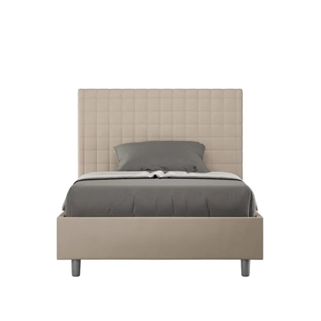 Letto una piazza e mezza senza rete imbottito 120x200 similpelle tortora Sunny