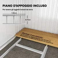 Casetta da Giardino Porta Attrezzi con 4 Finestre e 2 Ganci, in Acciaio Zincato, 195x122x181.5 cm, Grigio