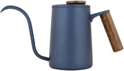 Caffettiera 600 ml - Acciaio Inossidabile - Lungo Becco di Gabbiano - Maniglia in Legno - Resistente al Fuoco - Fessure di Aerazione per Termometro - Bollitore d'Acqua