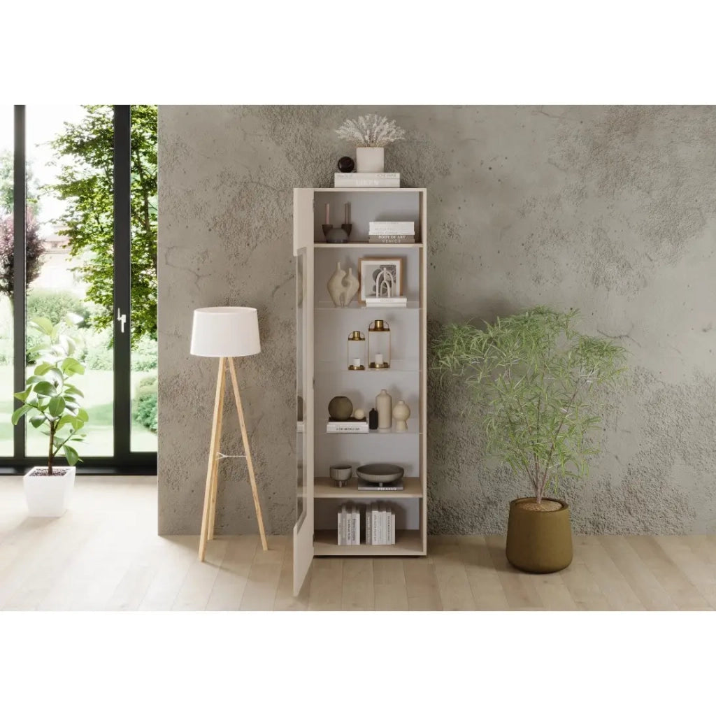 Vetrina SCENA – L60 x H187 x P42 cm – 1 porta – Colore Cashmere