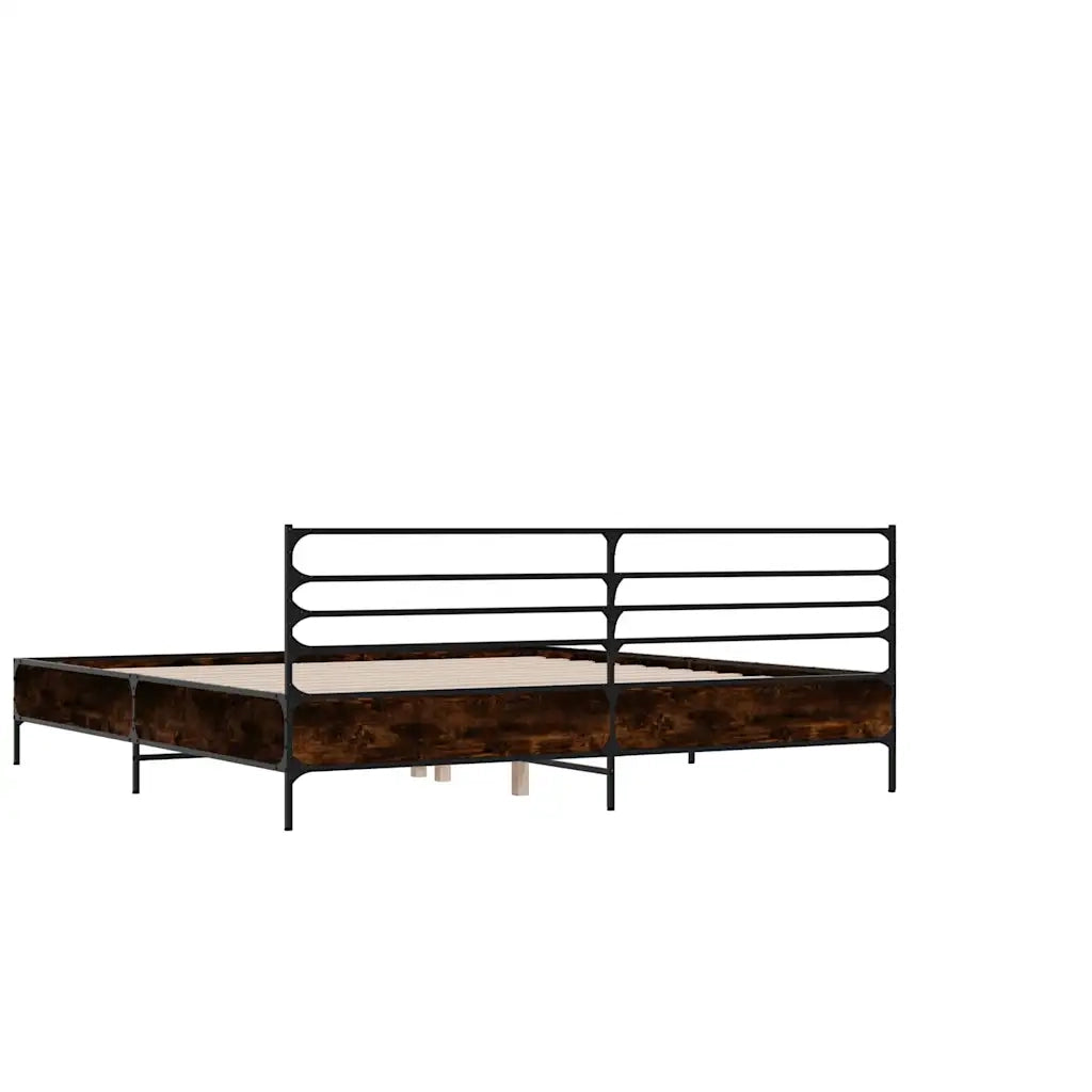 Letto matrimoniale | Letto per adulti | Giroletto Rovere Marrone 140x190cm in Legno Multistrato Metallo