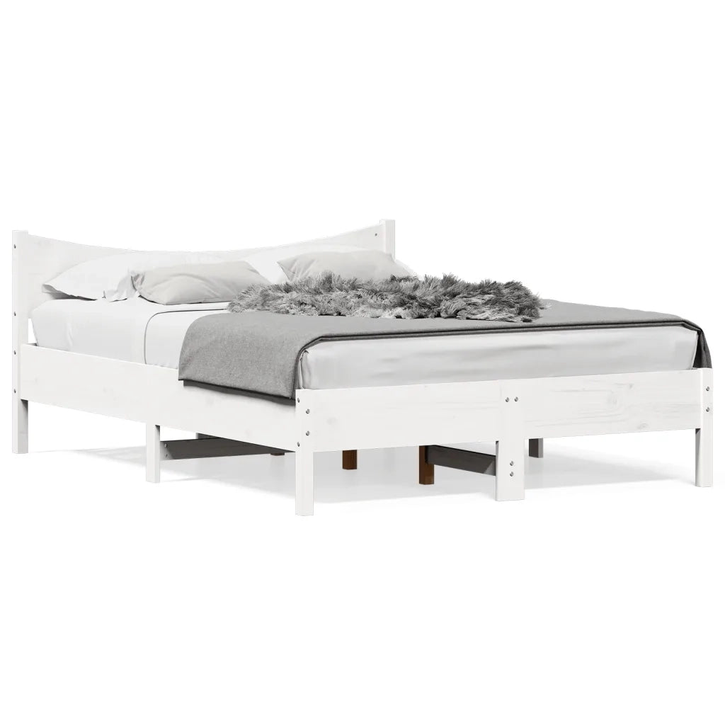 Letto senza Materasso Bianco 140x190 cm Legno Massello di Pino