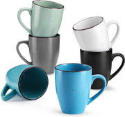 Set di tazze da caffè da 6, set di tazze in ceramica, tazze da caffè con manico 340ml, tazze da espresso, grandi tazze da tè, adatto per diversi drink, multicolore