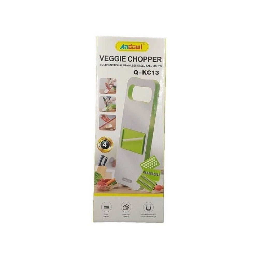 Trade Shop - Tagliaverdure Tritatutto Multi Testa Q-kc13 Mandolino Multifunzionale 4 Lame -