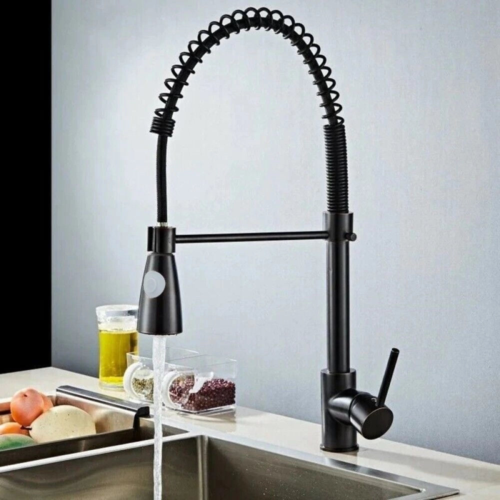 Rubinetto miscelatore cucina con doccetta a molla lavello isola canna alta 87465