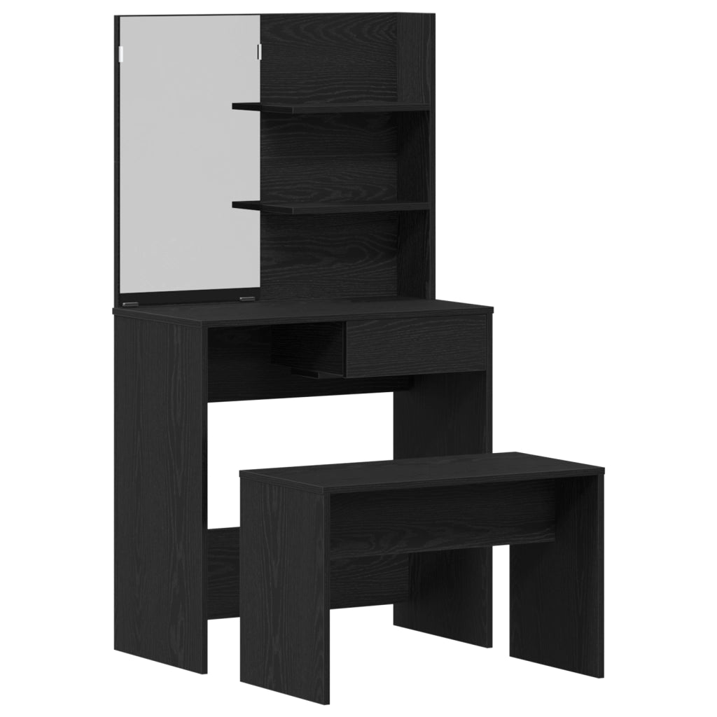 Set di Tavoli da Trucco  in Legno Ingegnerizzato Rovere Nero