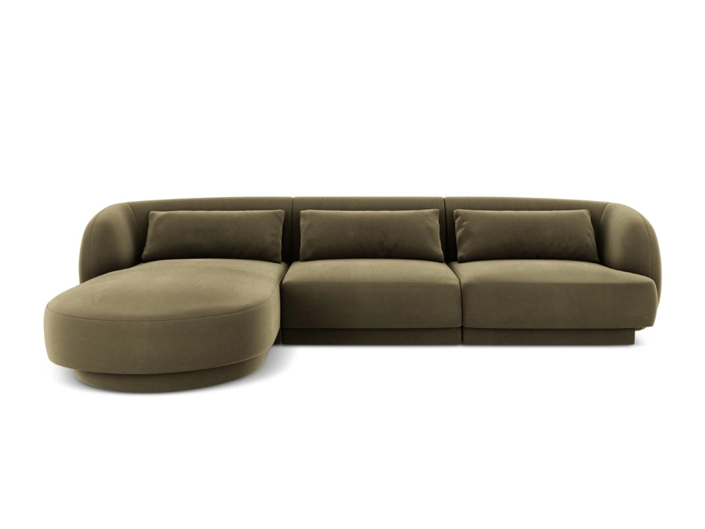 Cosmopolitan Design - Divano angolare sinistro "Tulum" 4 posti in velluto verde 