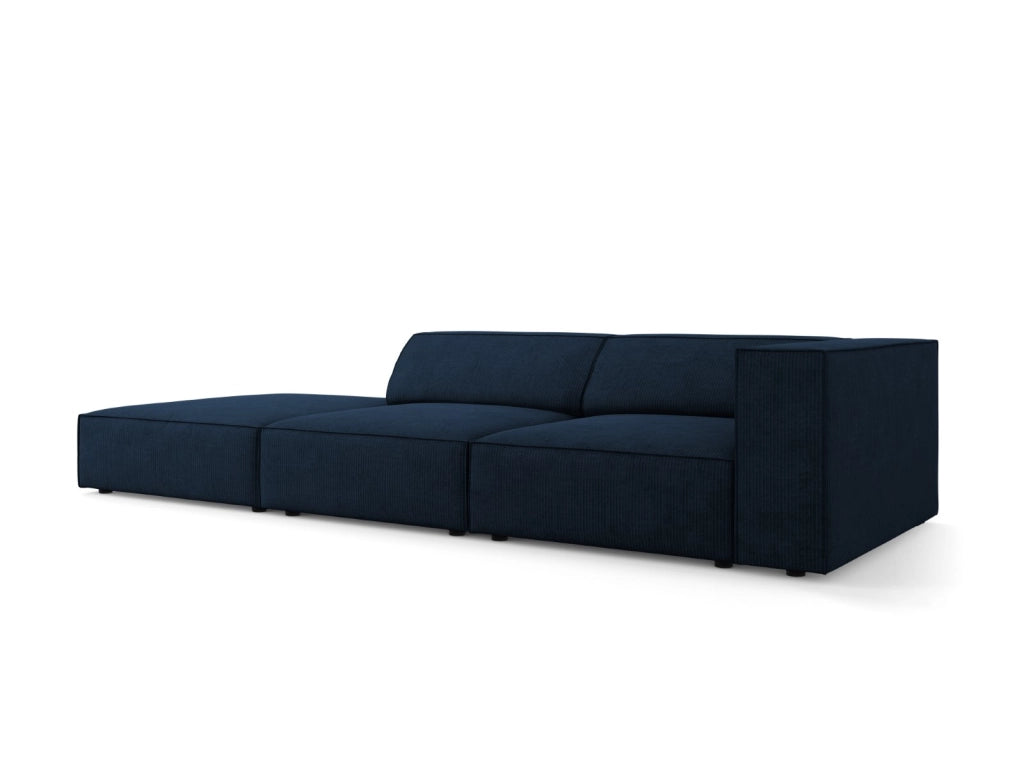 Cosmopolitan Design - Divano sinistro "Arendal" 4 posti in ciniglia con effetto a coste blu reale 