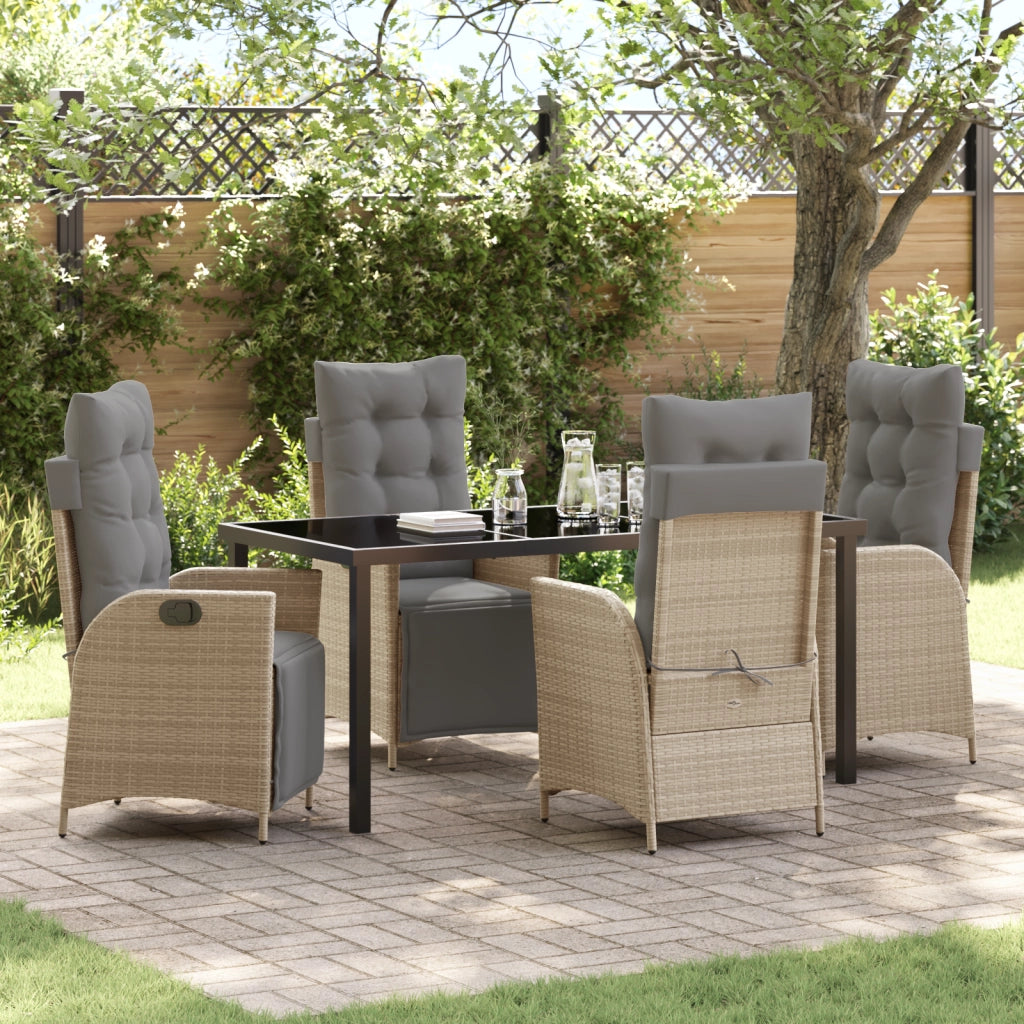 Set da pranzo da giardino 5 pezzi Beige Rattan Polimerico