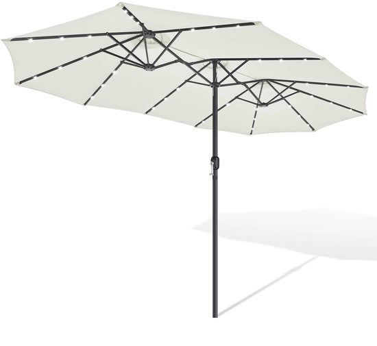 Parasole a tre elementi Crème con LED – XXL con ombrello largo