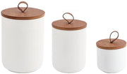 Contenitore ceramico moderno con coperchio, contenitore per zucchero, contenitore per caffè, contenitore per conservazione alimenti per caffè in grani, zucchero, tè, spezie, ecc. (bianco, set da 3)