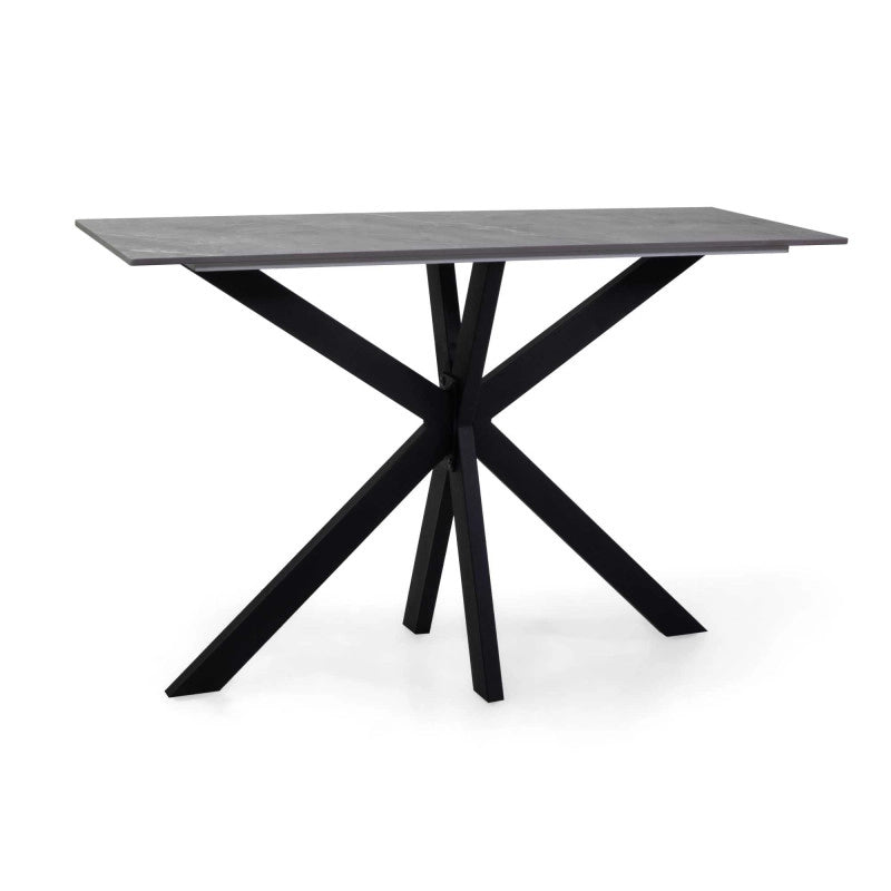 Consolle Metallo Top Pietra Sinterizzata Grigio Cm 120x45x76