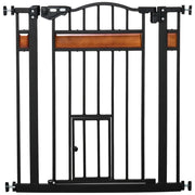 CANCELLINO PER CANI CON FISSAGGIO A PRESSIONE, ESTENSIBILE DA 74-80CM CON CHIUSURA AUTOMATICA, NERO