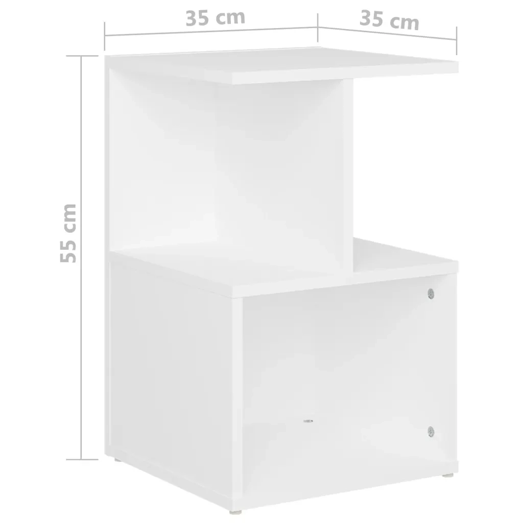 Comodini 2 pz-Set di 2 Tavolino da notte Bianchi 35x35x55 cm in Legno Multistrato