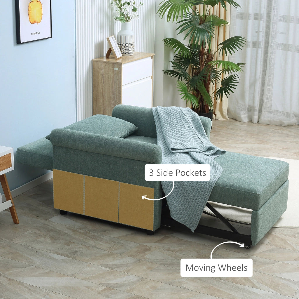 EasyComfort Poltrona Letto Singolo Salvaspazio Reclinabile su 4 Livelli con Seduta Imbottita, 96x84.5x87.5cm, Verde