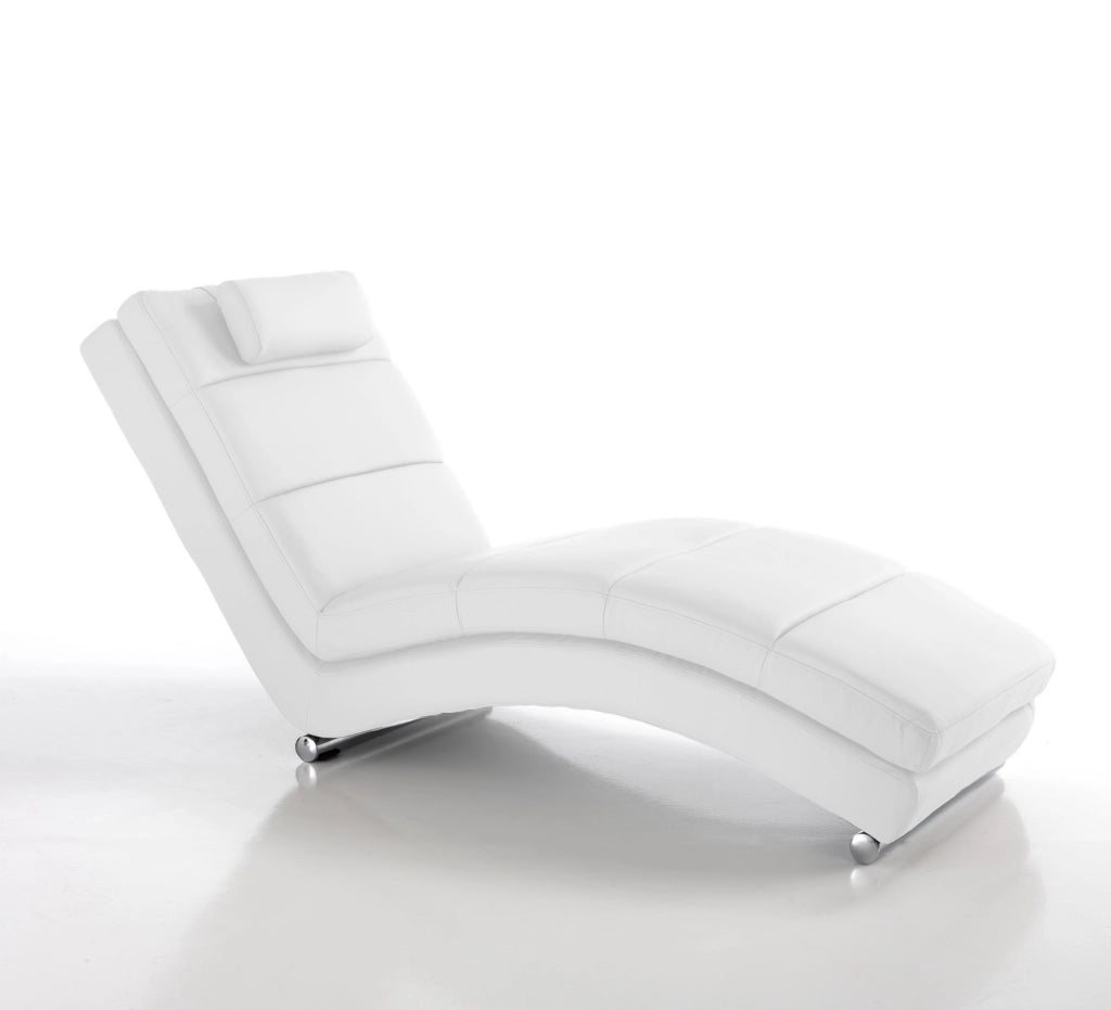 Chaise longue in pelle sintetica bianca cm H.85xL.62xP.172