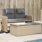 Panca Reclinabile da Giardino con Cuscini-Sgabello-Sedia da esterno Beige in Polyrattan 507799