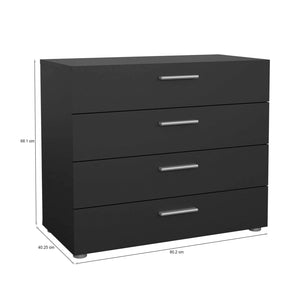 Cassettiera Arwen, Settimino multiuso, Comò camera da letto, Mobile con cassetti, 80x40 h68 cm, Nero